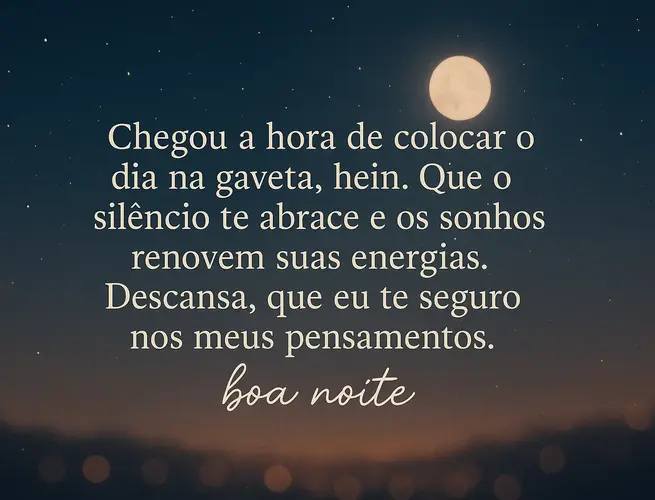 Lua cheia brilhando no céu expressando frase de carinho e serenidade para antes do sono